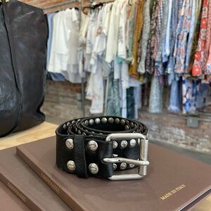 Campomaggi Black Leather Studded Belt